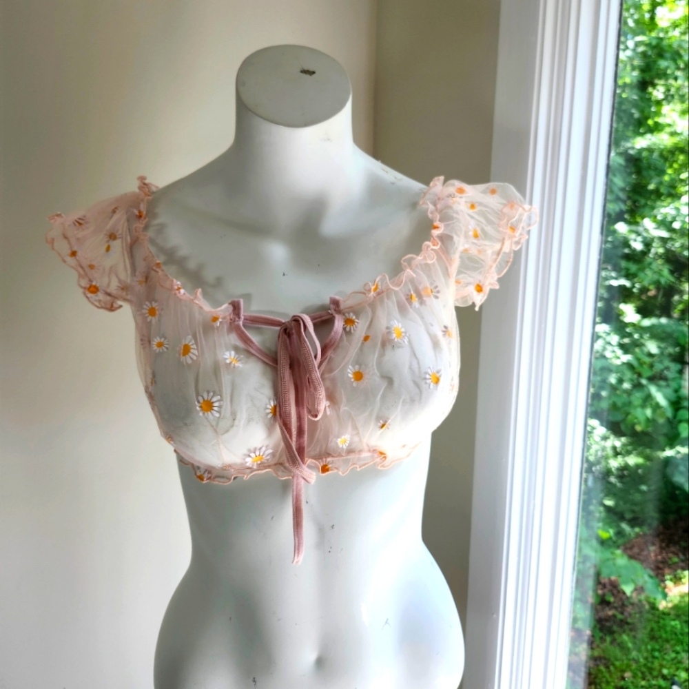Floral Crop Top Sheer